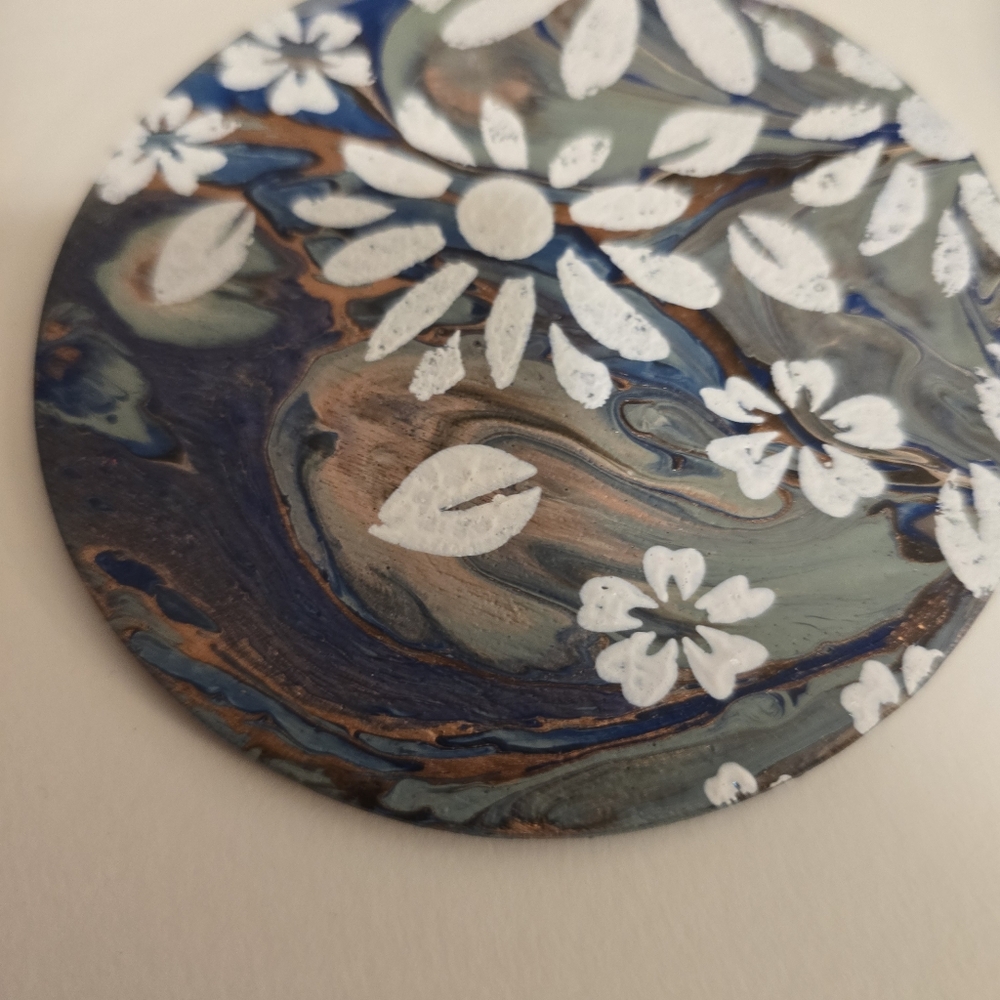 5 HANDCRAFTED Wood Floral Beach Coasters HANDMADE & HANDPAINTED Table Art Decor - Picture 11 of 13